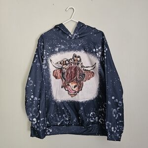 Navy Highland Cow Hoodie